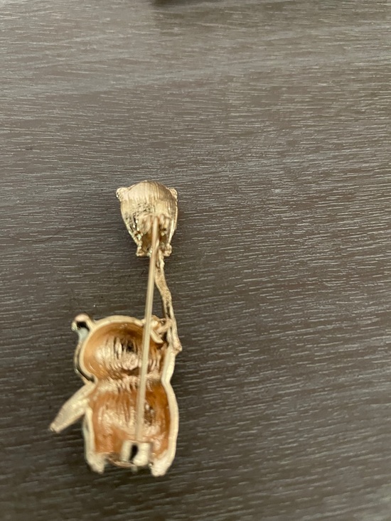 Artisan Pink and Black Panda Brooch with Gold Stem - Picture 4 of 8